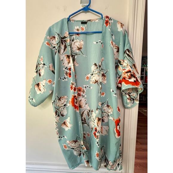Floral Short Sleeve Cardigan Women's M/L - Picture 1 of 6